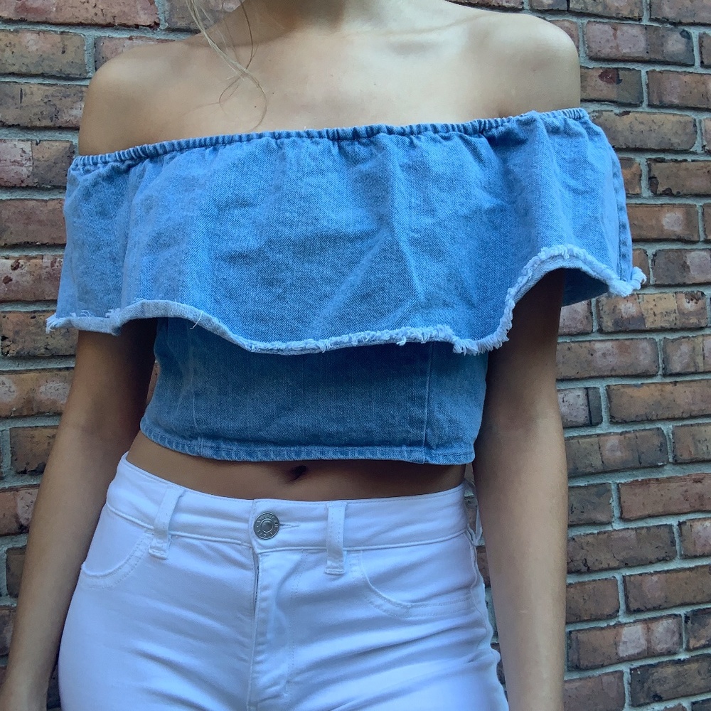 American Eagle Denim Crop Top - Medium